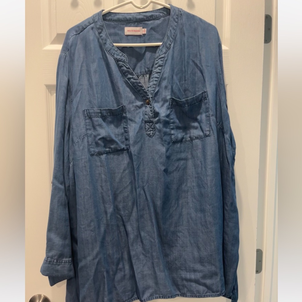 Molly & Isadora Denim Blouse